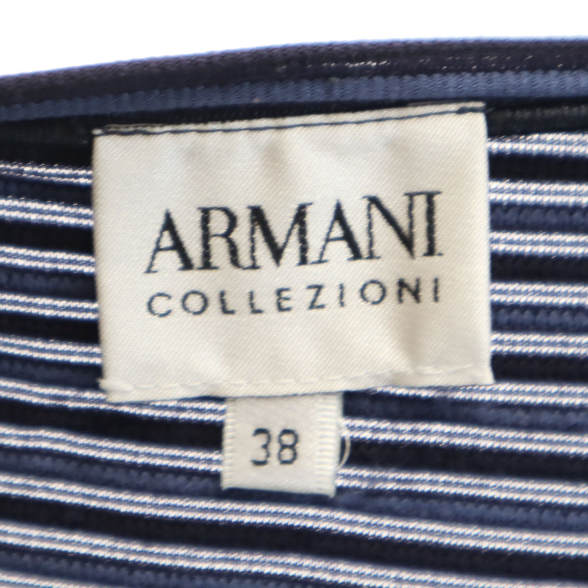 ARMANI アルマーニ ボーダー柄 半袖 カットソー 38 ネイビー COLLEZIONI レディース