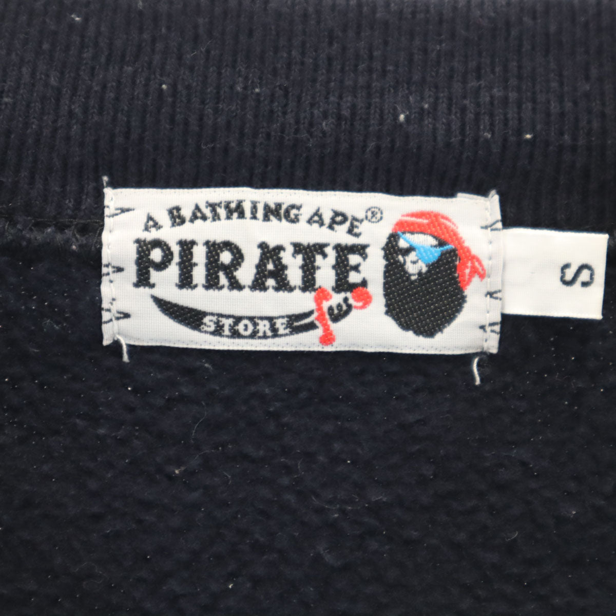 A BATHING APE アベイシングエイプ 長袖 Vネック スウェット カーディガン S ネイビー PIRATE STORE 裏起毛 メンズ