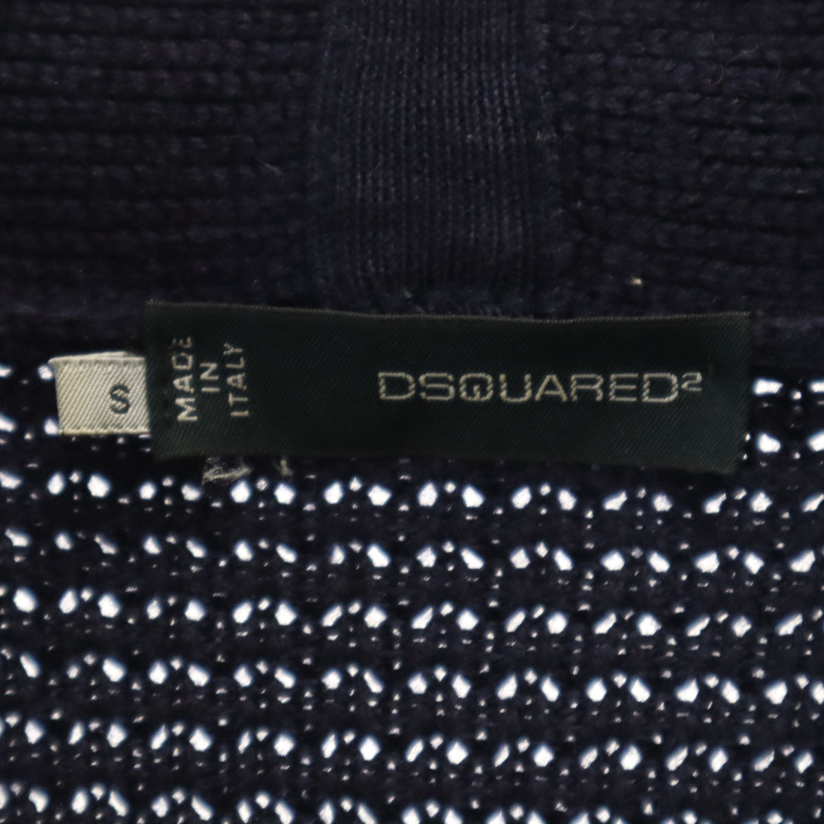 DSQUARED2 ディースクエアード イタリア製 ウール 長袖 ショールカラー ニットカーディガン S ネイビー くるみボタン メンズ