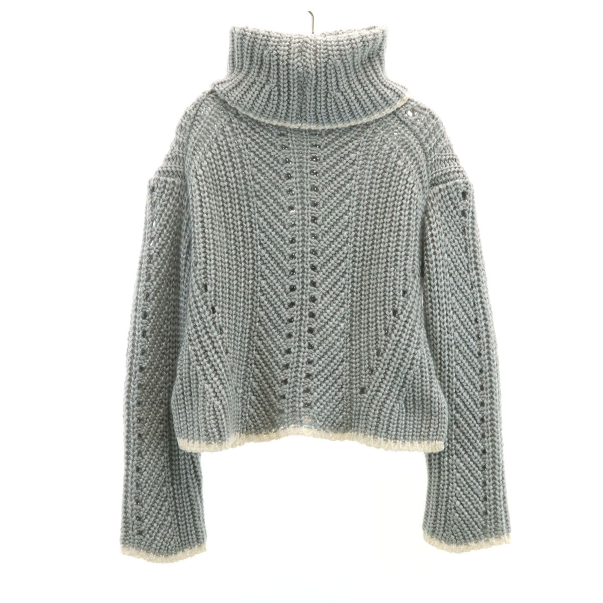 FENDI フェンディ イタリア製 シルクブレンド 長袖 ショート丈 タートルネック セーター 38 グレー ニット レディース