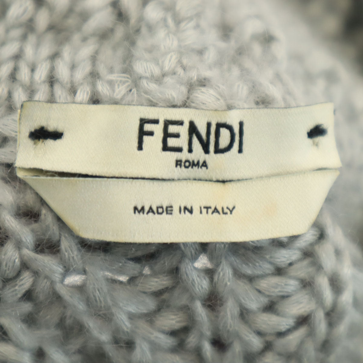 FENDI フェンディ イタリア製 シルクブレンド 長袖 ショート丈 タートルネック セーター 38 グレー ニット レディース