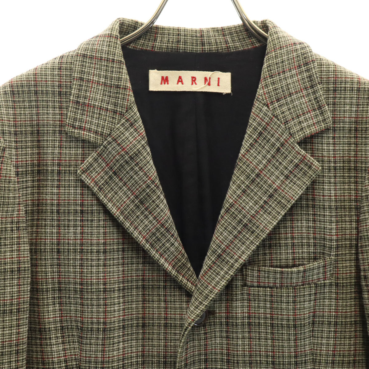 MARNI マルニ イタリア製 ウールブレンド チェック柄 テーラードジャケット 44 グレー系 メンズ