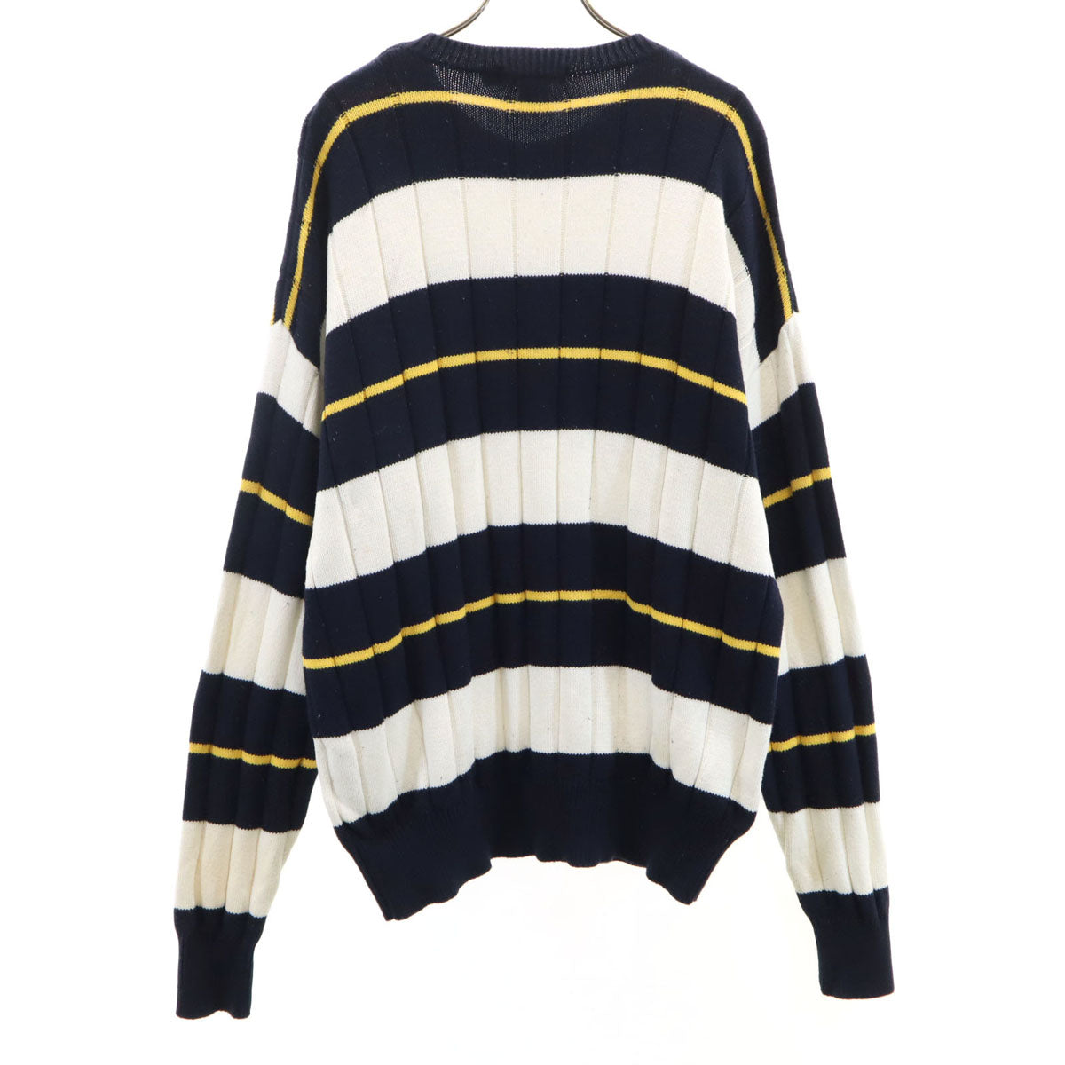 NAUTICA ノーティカ 90s オールド ボーダー柄 長袖 セーター L ネイビー系 コットンニット メンズ