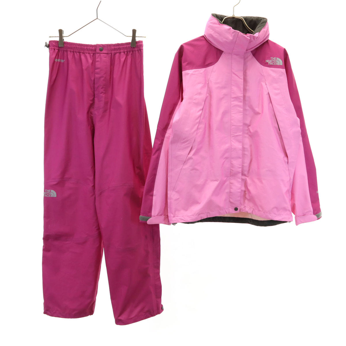 THE NORTH FACE ノースフェイス ゴアテックス レインジャケット 上下 セットアップ M ピンク NPW10924 収納袋付き アウトドア レディース