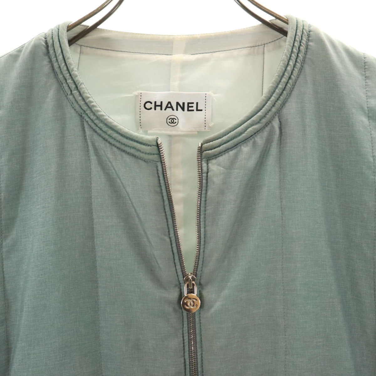 CHANEL シャネル イタリア製 ジップジャケット 42 グリーン系 レディース