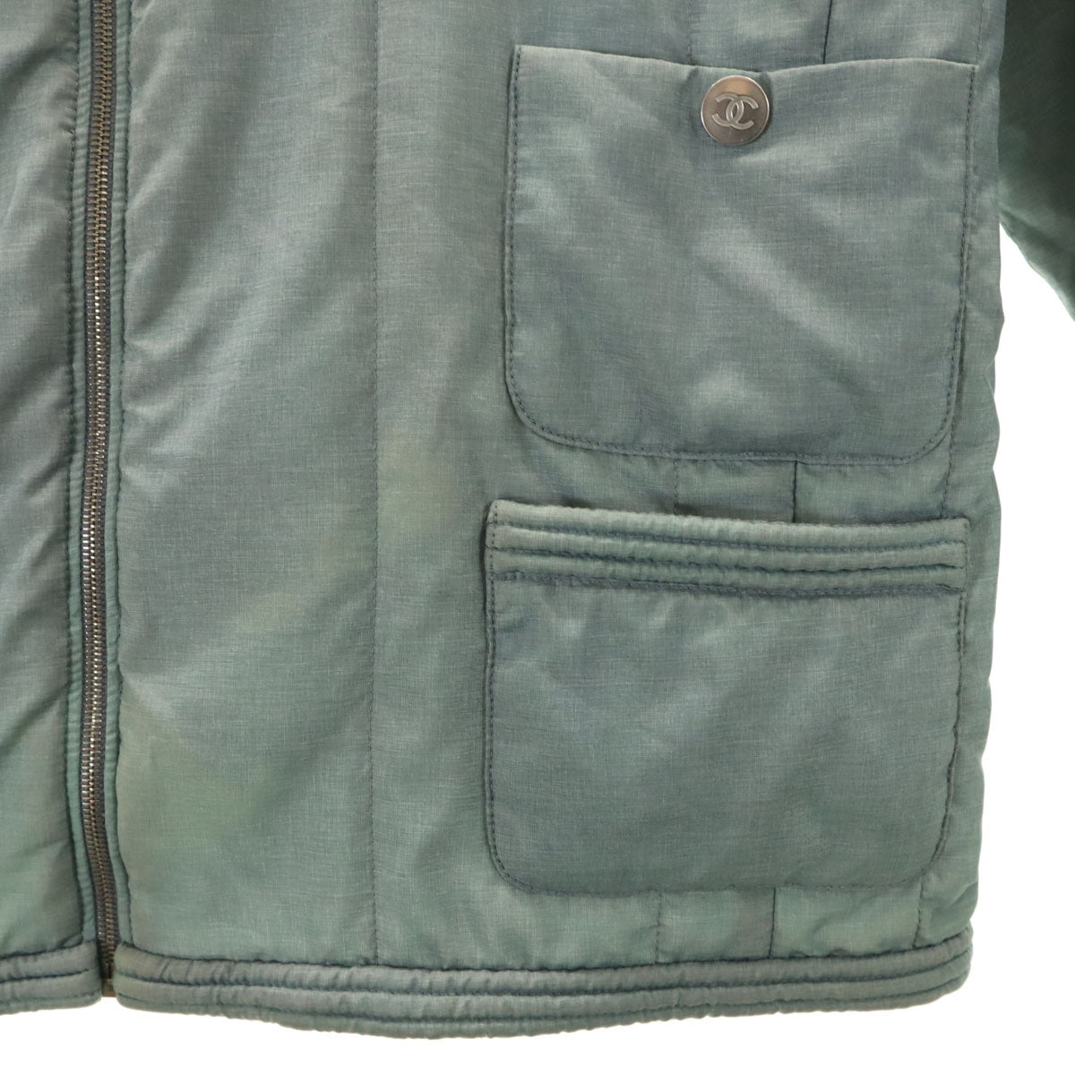CHANEL シャネル イタリア製 ジップジャケット 42 グリーン系 レディース