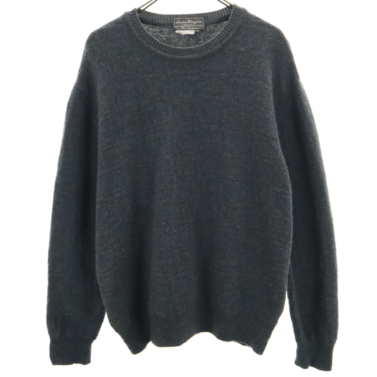 Salvatore Ferragamo サルヴァトーレフェラガモ イタリア製 長袖 セーター L ネイビー系 ニット メンズ