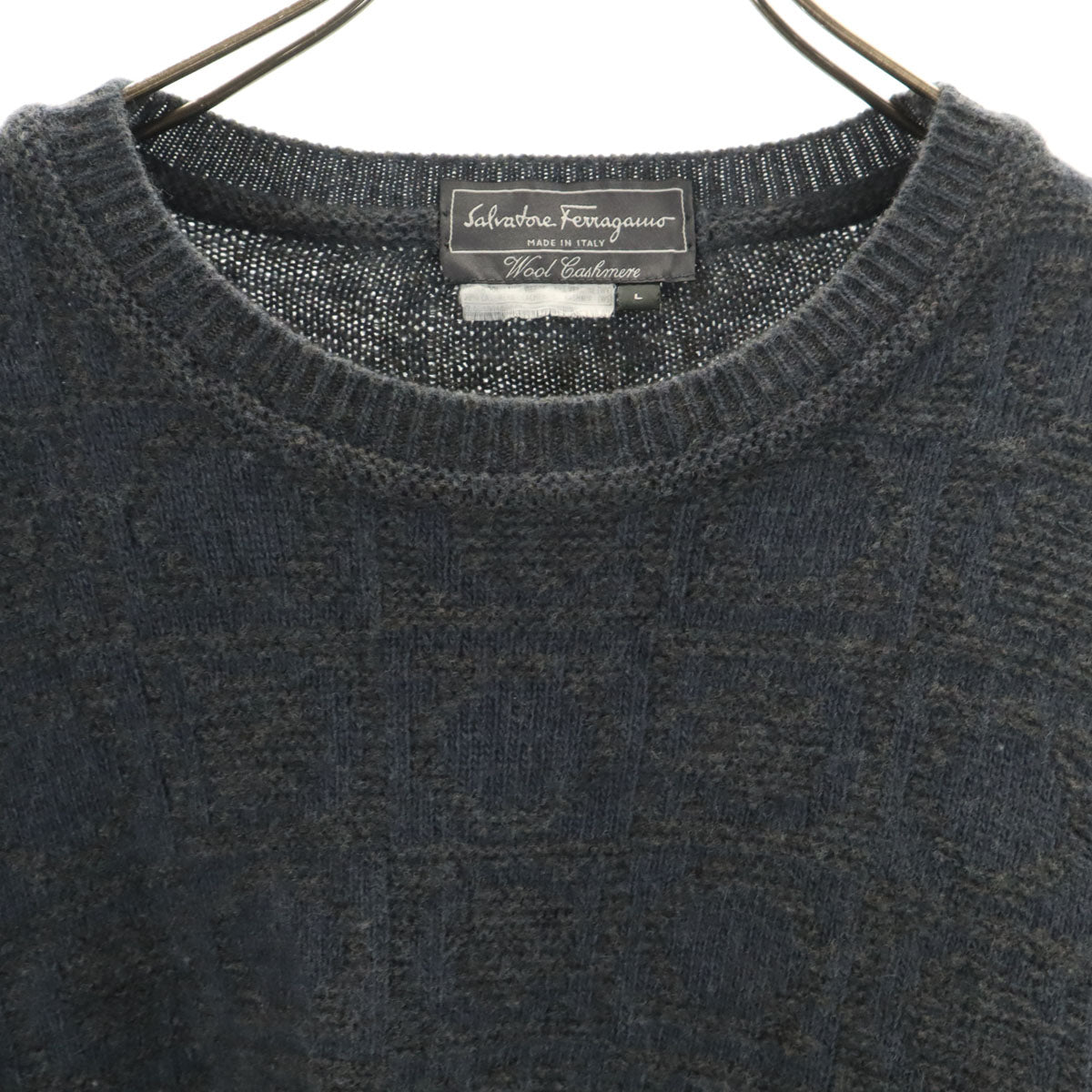 Salvatore Ferragamo サルヴァトーレフェラガモ イタリア製 長袖 セーター L ネイビー系 ニット メンズ