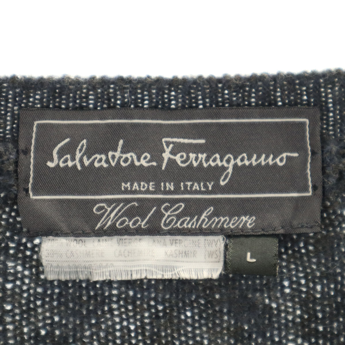 Salvatore Ferragamo サルヴァトーレフェラガモ イタリア製 長袖 セーター L ネイビー系 ニット メンズ