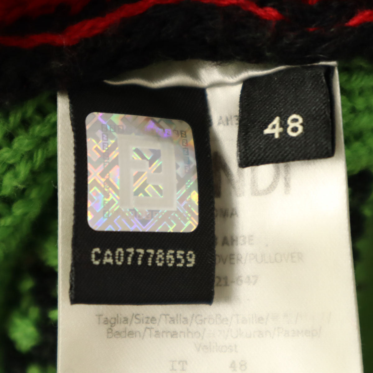 FENDI フェンディ イタリア製 総柄 長袖 セーター 48 ブラック系 ニット メンズ