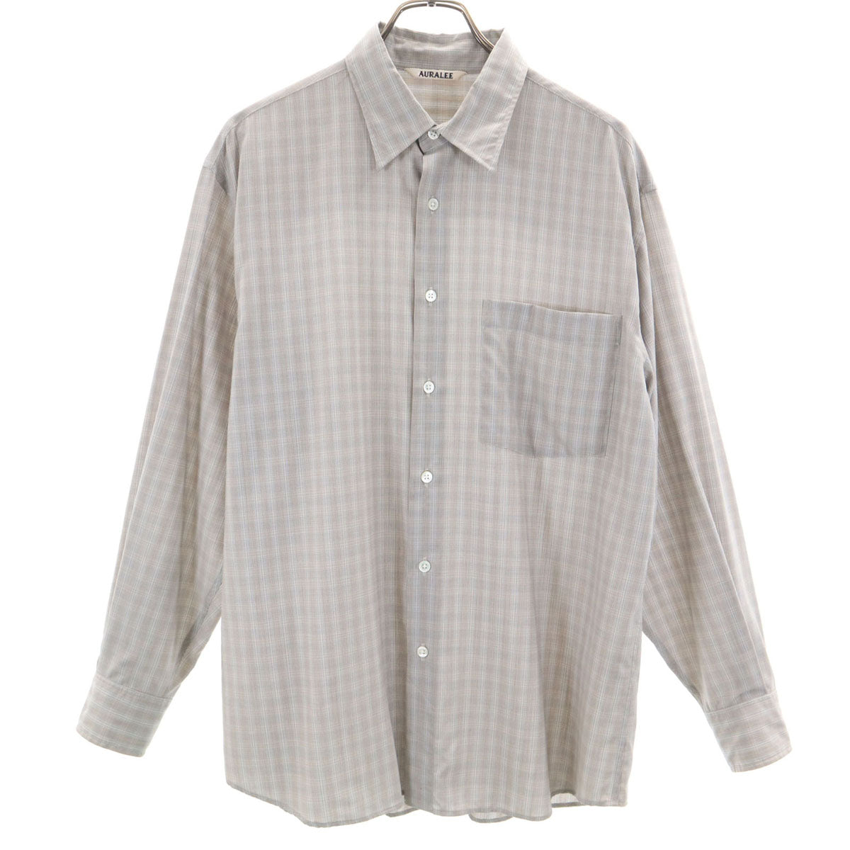 AURALEE オーラリー 日本製 チェック柄 長袖 シャツ 3 グレー メンズ