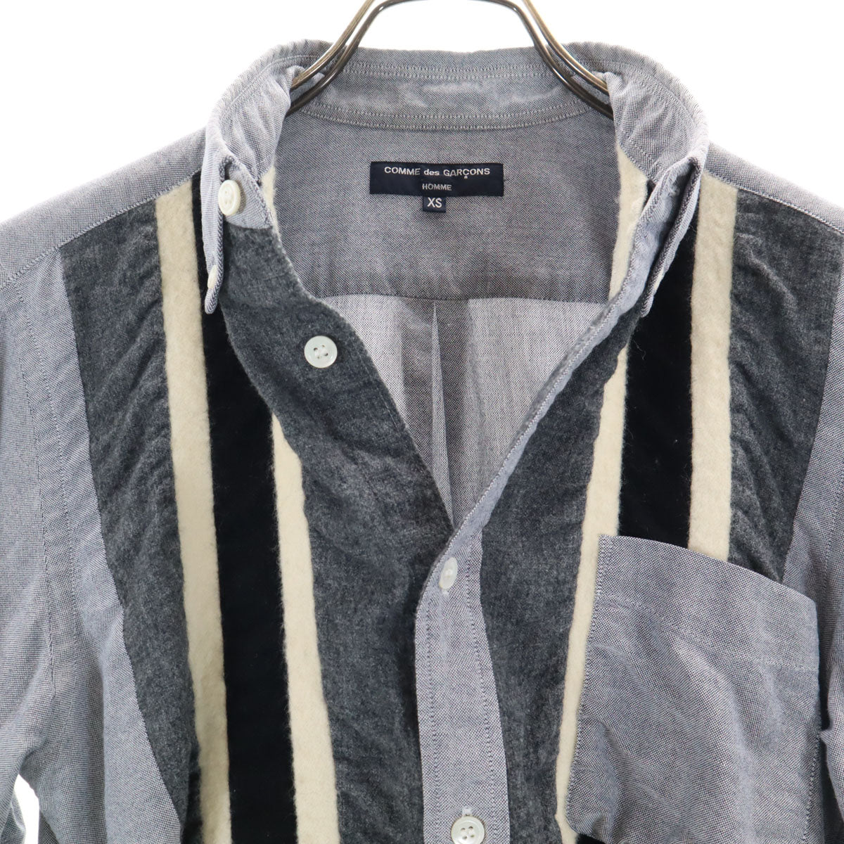 COMME des GARCONS HOMME コムデギャルソンオム 2011年 日本製 長袖 ボタンダウンシャツ XS ネイビー系 メンズ