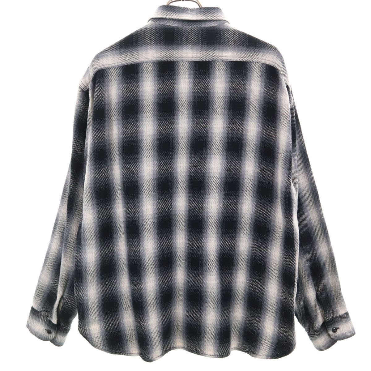 BARNS OUTFITTERS バーンズアウトフィッターズ 日本製 チェック柄 長袖 シャツ L 黒系 メンズ