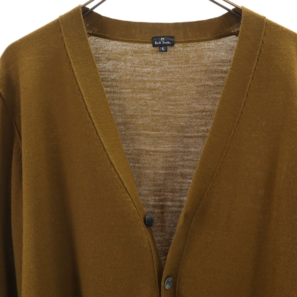 PS Paul Smith ピーエスポールスミス ウール 長袖 Vネック ニットカーディガン L ブラウン系 メンズ