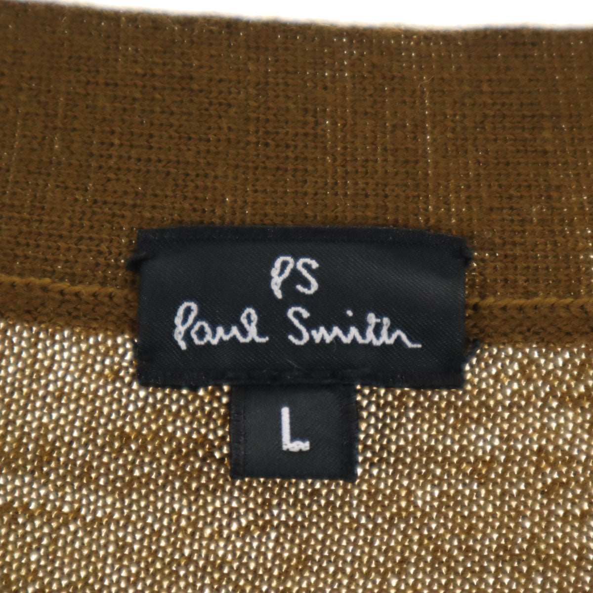 PS Paul Smith ピーエスポールスミス ウール 長袖 Vネック ニットカーディガン L ブラウン系 メンズ