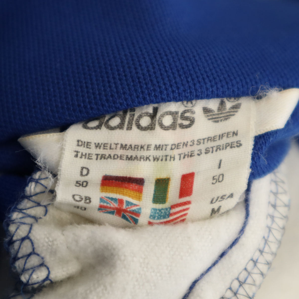 adidas アディダス 70s ヴィンテージ トレフォイルロゴ トラックジャケット M 青 ジャージ メンズ