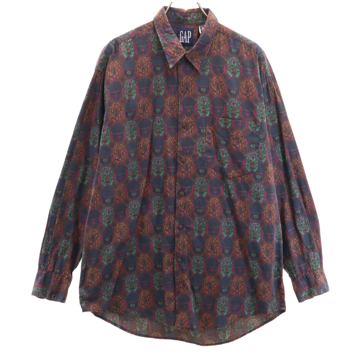 GAP ギャップ 90s オールド 総柄 長袖 コットンシャツ M マルチ メンズ