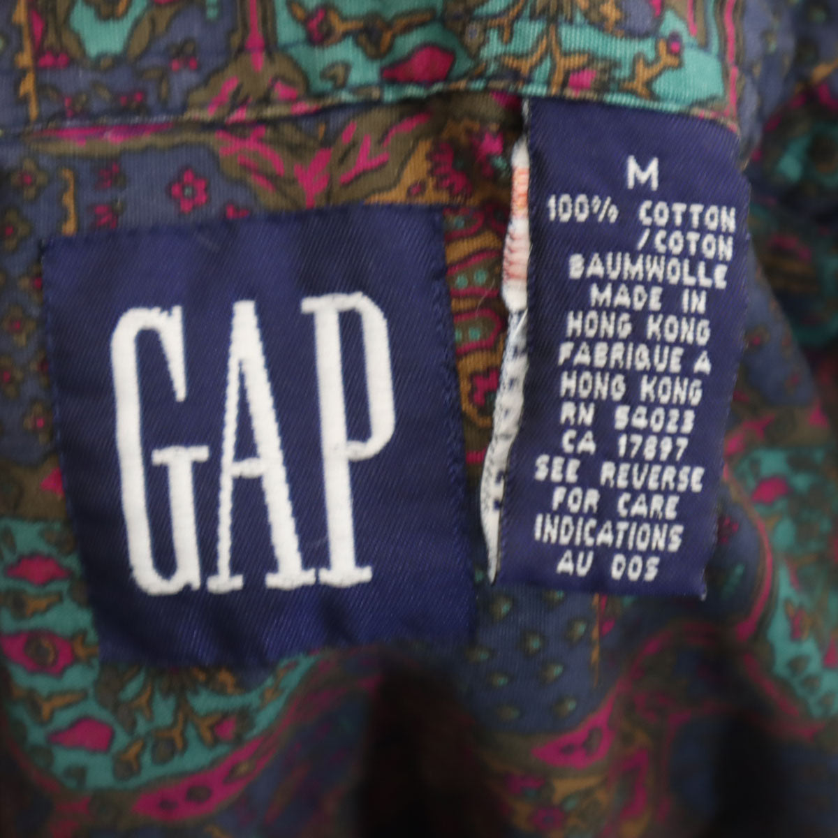 GAP ギャップ 90s オールド 総柄 長袖 コットンシャツ M マルチ メンズ