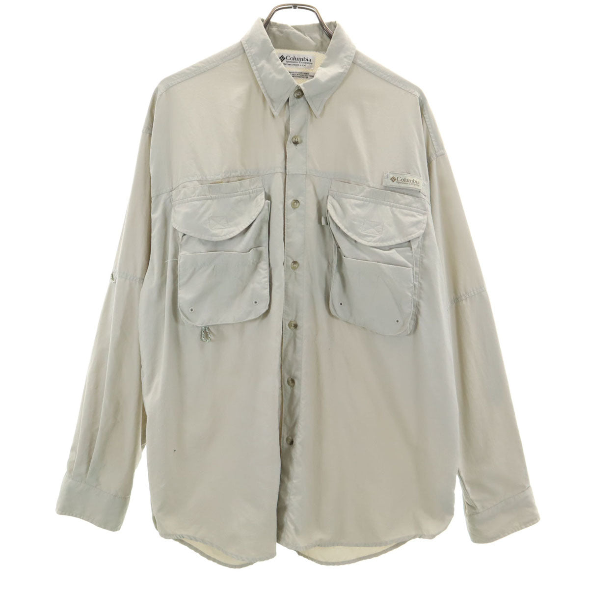 Columbia コロンビア ナイロン PFG 長袖 シャツ M グリーン系 メンズ