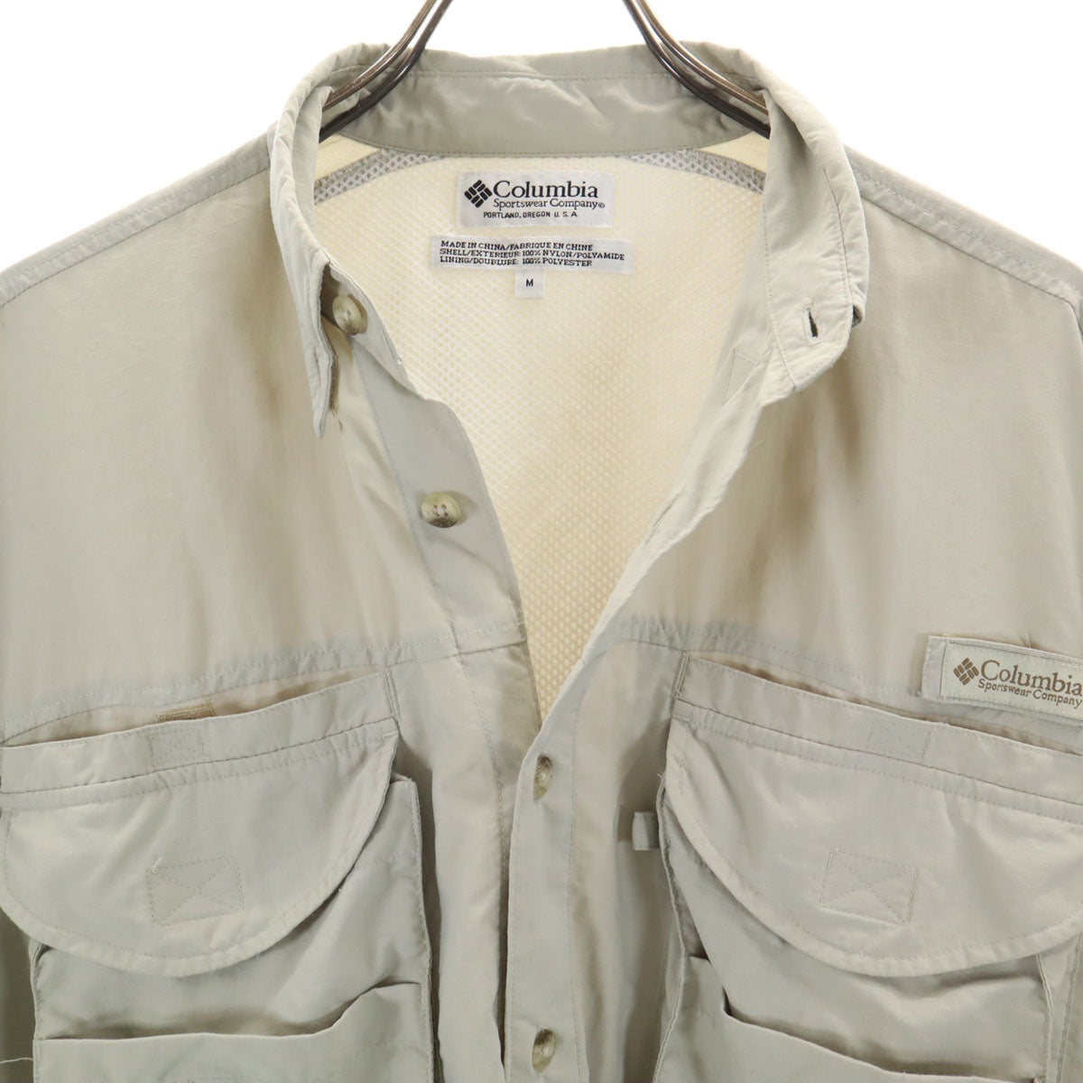 Columbia コロンビア ナイロン PFG 長袖 シャツ M グリーン系 メンズ