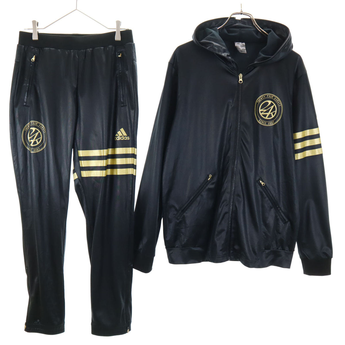 adidas アディダス 24karats トゥエンティーフォーカラッツ コラボ トラックジャケット 上下 セットアップ L ブラック系 メンズ