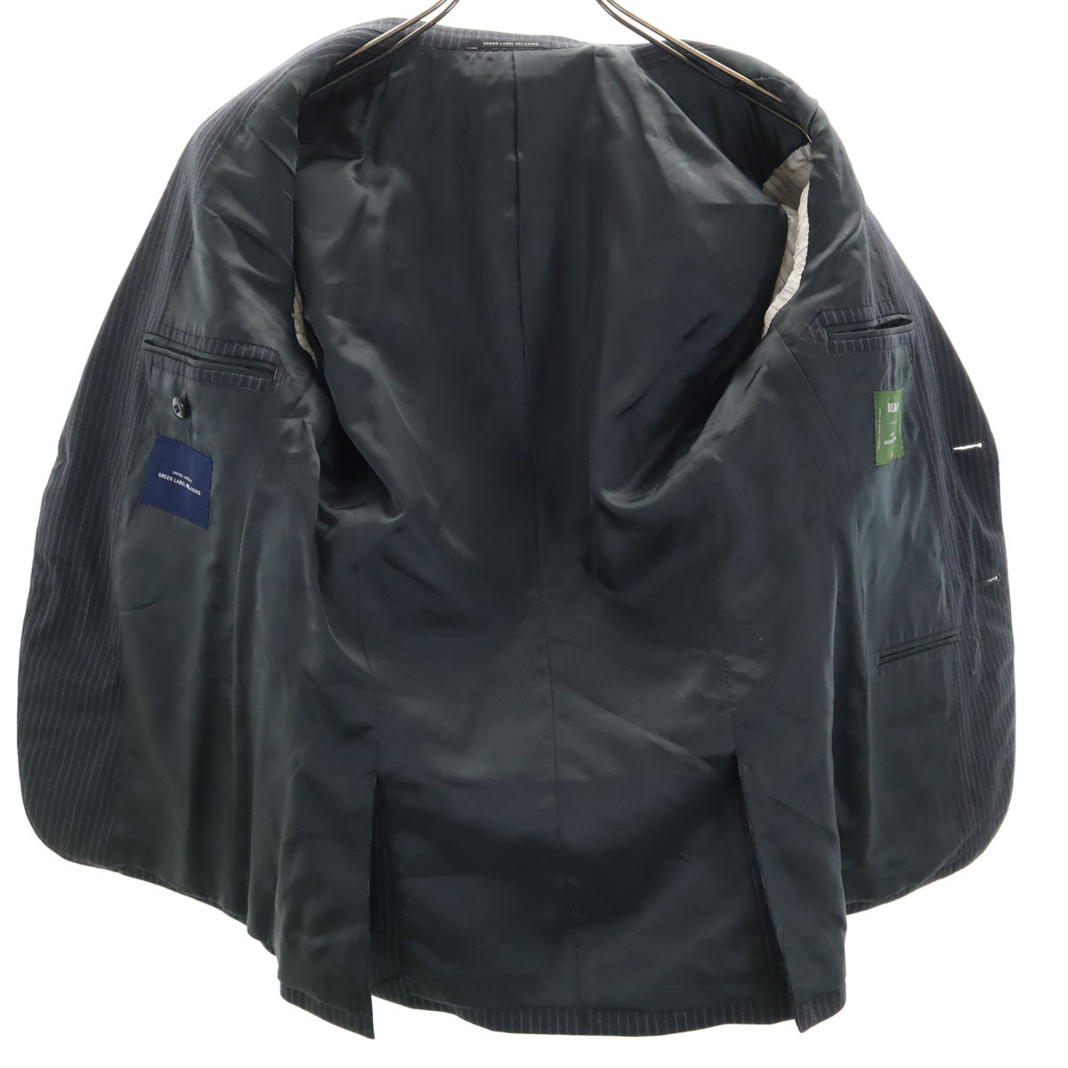 green label relaxing グリーンレーベルリラクシング UNITED ARROWS ストライプ パンツスーツ 上下 セットアップ 42 チャコールグレー メンズ