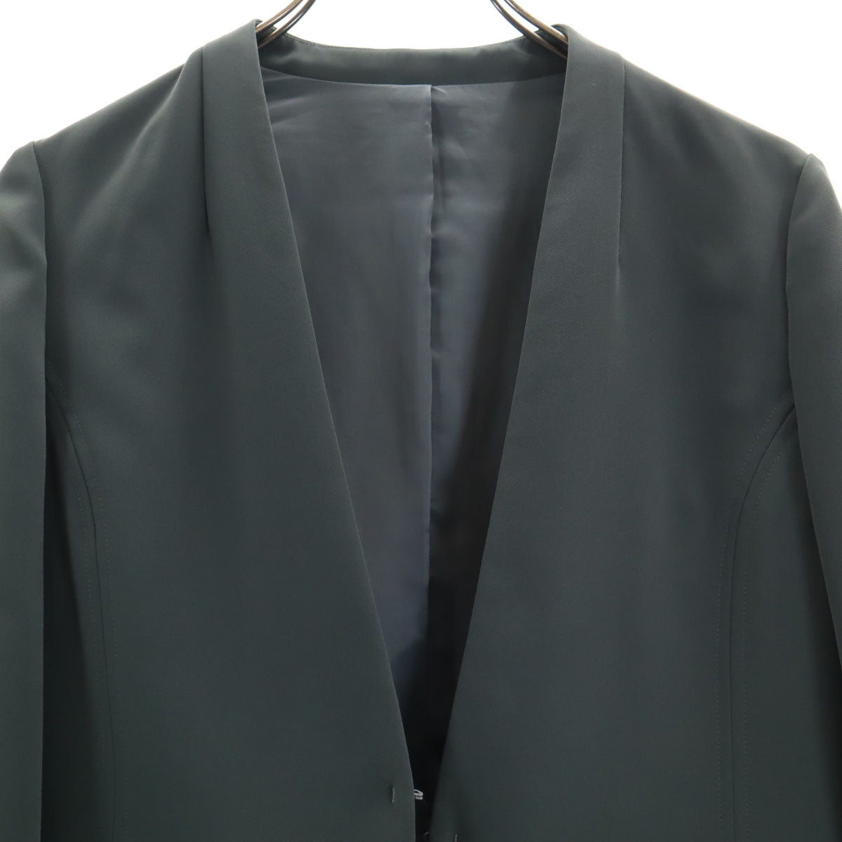 green label relaxing グリーンレーベルリラクシング UNITED ARROWS オープンカラー パンツスーツ 上下 セットアップ 40 グリーン系 レディース