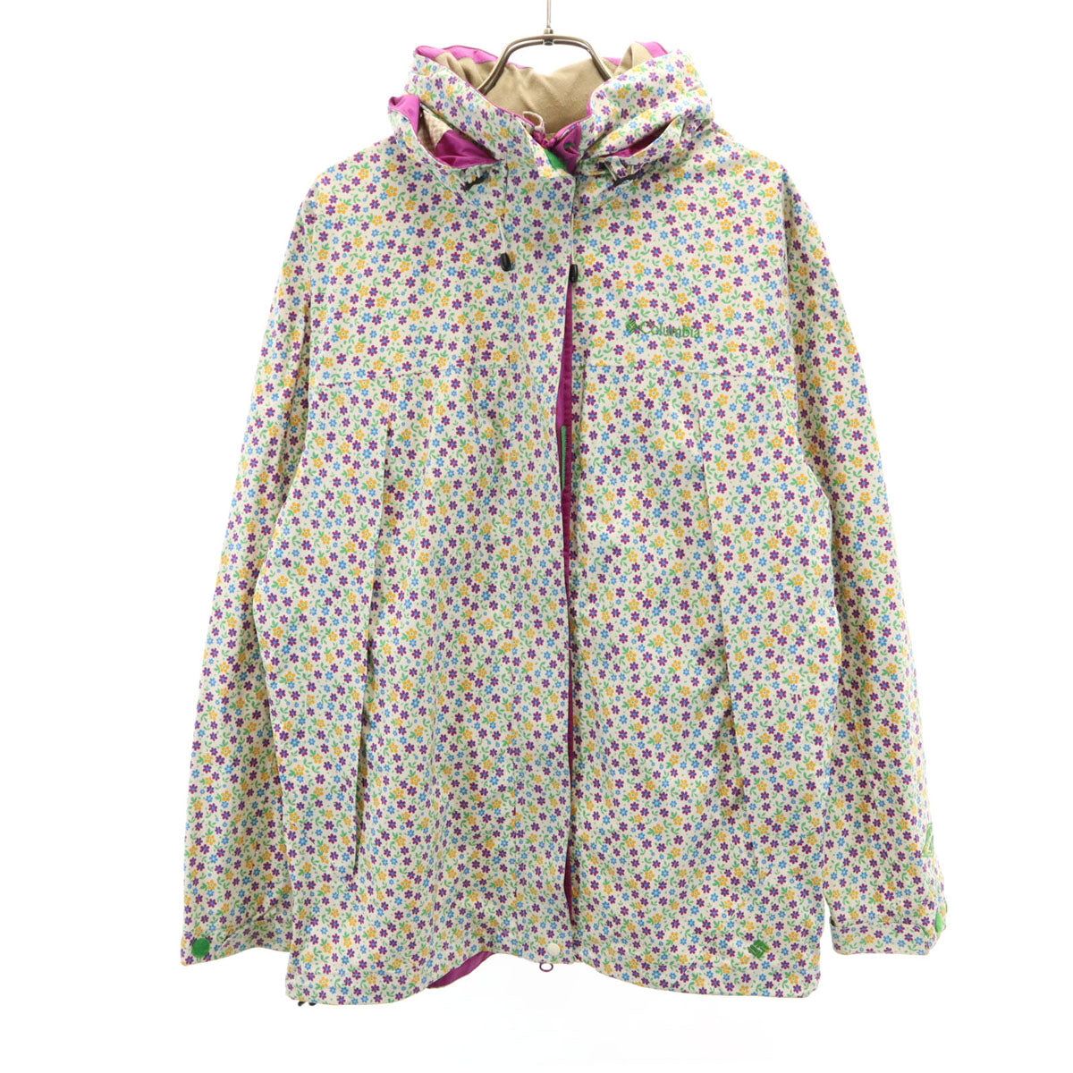 Columbia コロンビア 花柄 レインジャケット L 収納袋付き レディース