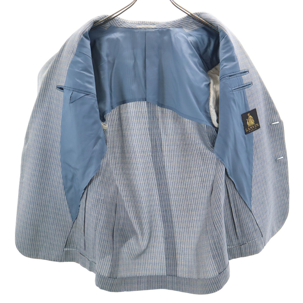 LANVIN ランバン 90s シルク オールド テーラードジャケット 58 ブルーグレー系 ビッグサイズ メンズ