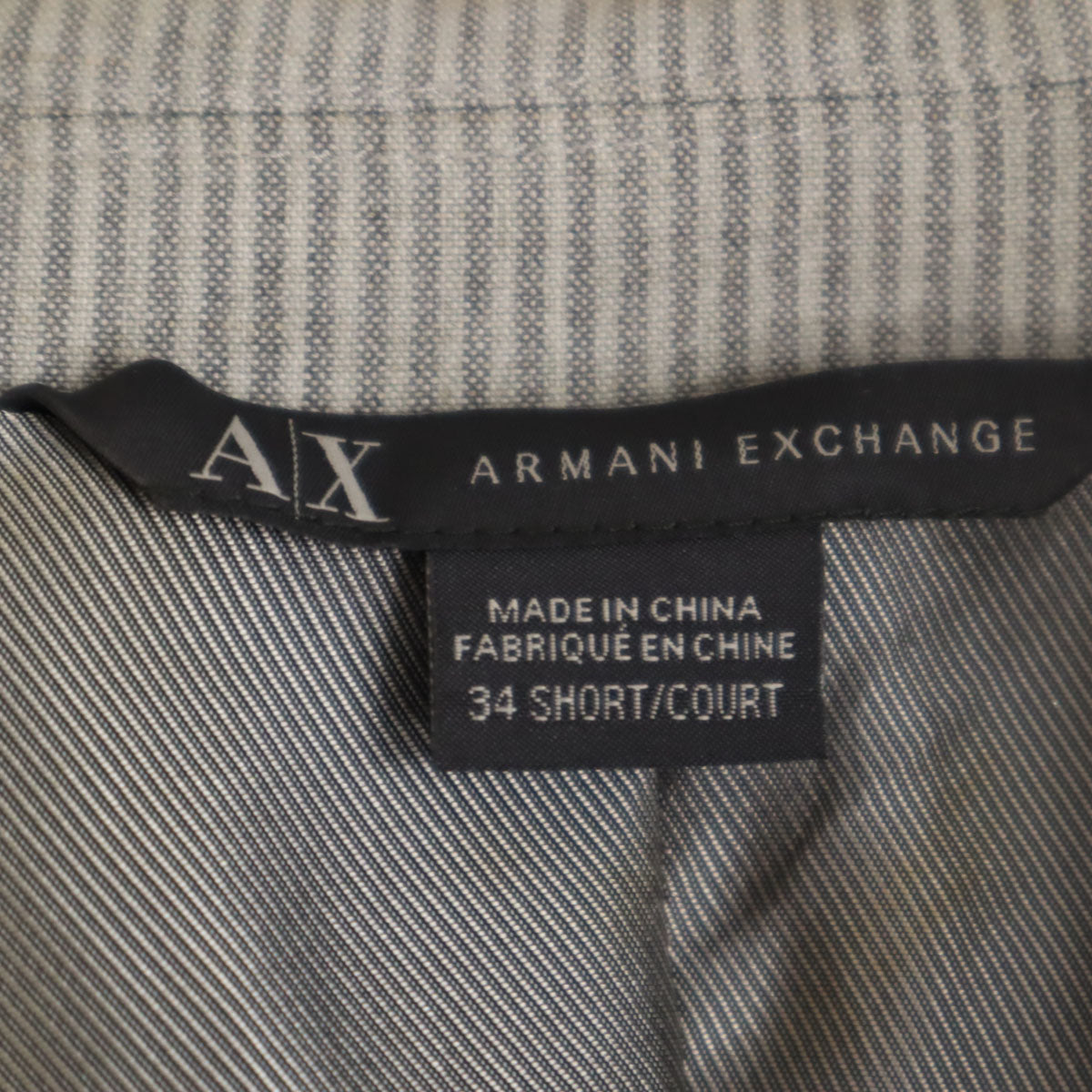 ARMANI EXCHANGE アルマーニエクスチェンジ ストライプ柄 テーラードジャケット 34 グレー メンズ