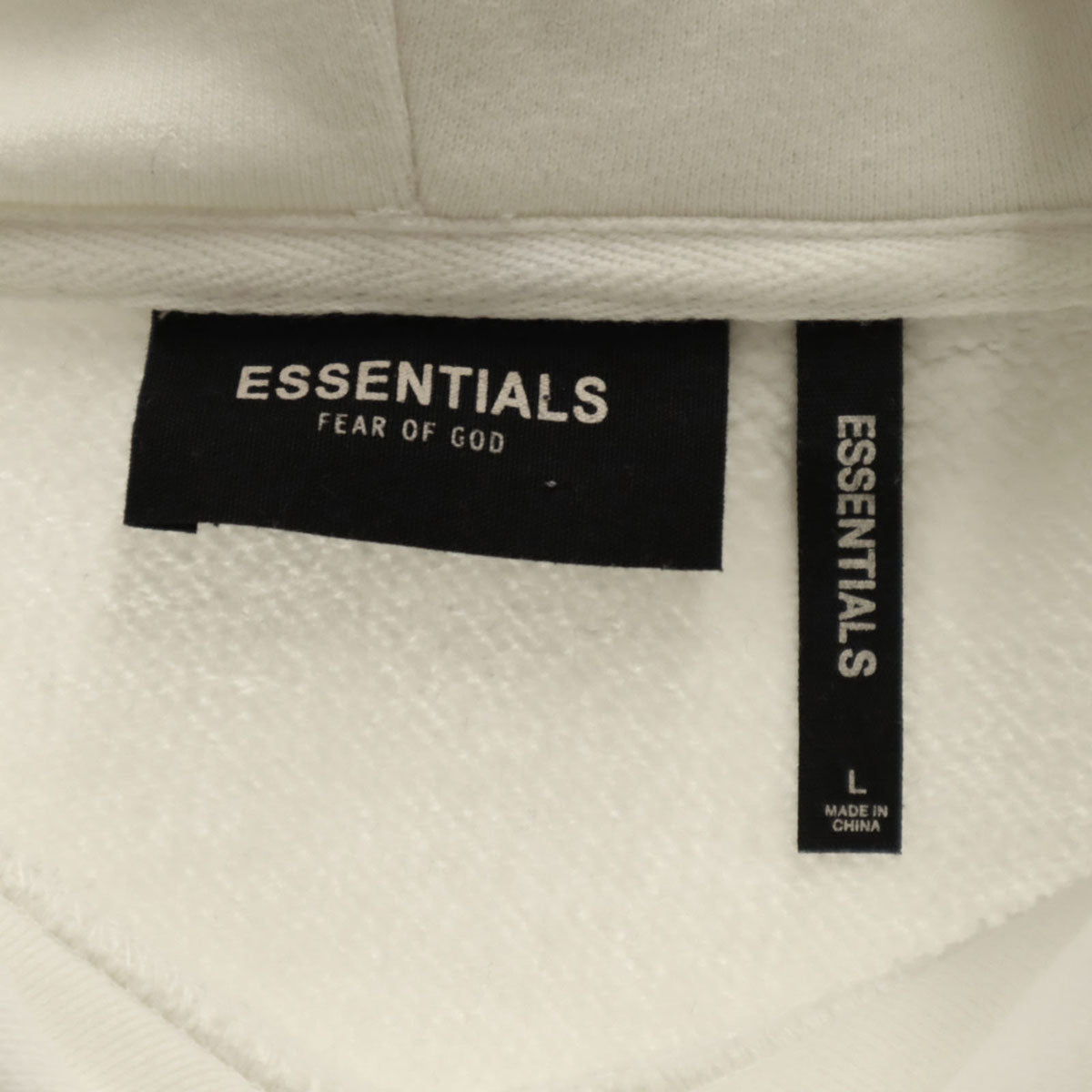 ESSENTIALS エッセンシャルズ バックロゴ 長袖 スウェットパーカー L ホワイト メンズ