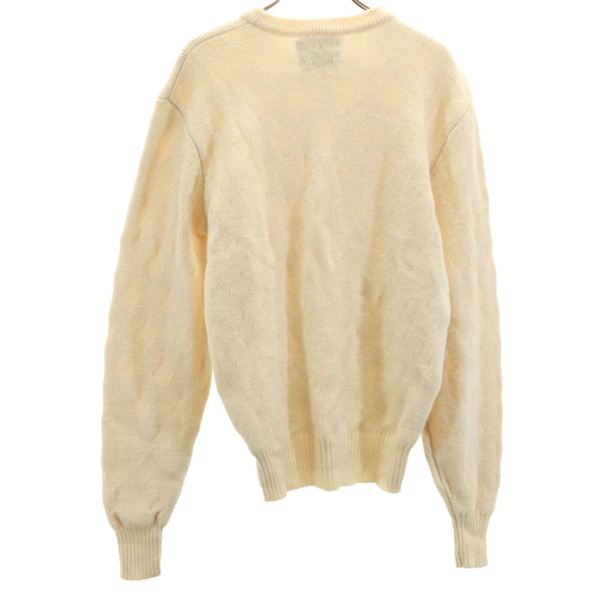 YVES SAINT LAURENT イヴサンローラン 80s ヴィンテージ 総柄 長袖 セーター M 生成り ニット レディース