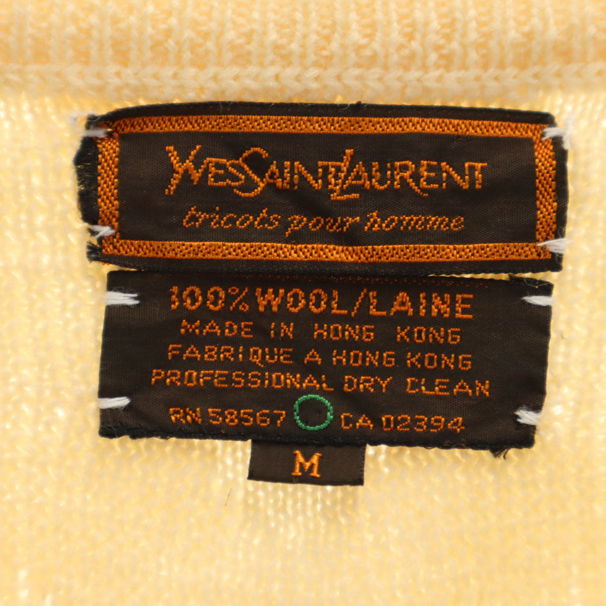 YVES SAINT LAURENT イヴサンローラン 80s ヴィンテージ 総柄 長袖 セーター M 生成り ニット レディース