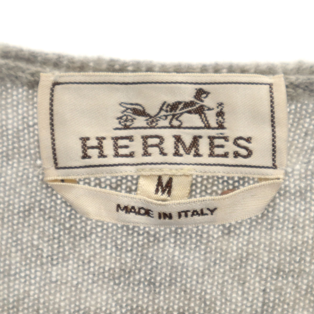 HERMES エルメス イタリア製 カシミヤ100% 長袖 セーター M グレー ニット メンズ