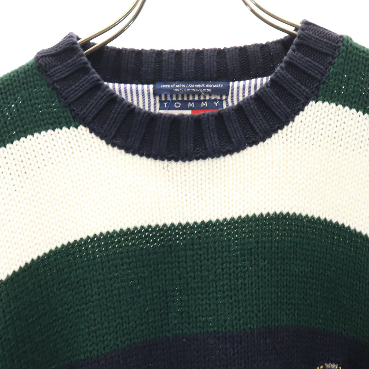 TOMMY HILFIGER トミーヒルフィガー 90s オールド フラッグタグ ボーダー 長袖 セーター M マルチ ニット メンズ