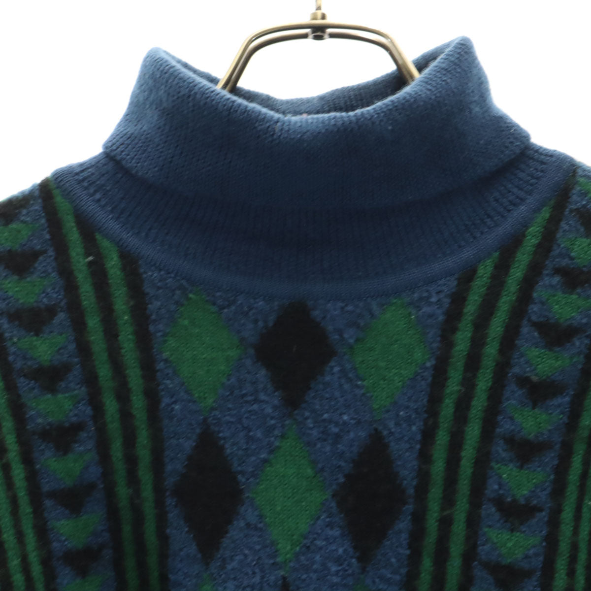 Christian Dior MONSIEUR クリスチャンディオール ムッシュ 90s オールド 総柄 長袖 タートルネック セーター L 青紺 ニット メンズ