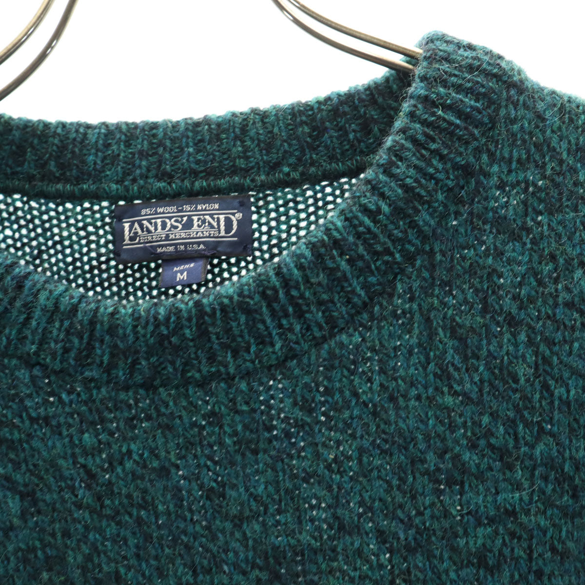 LANDS' END ランズエンド 90s USA製 オールド 長袖 メランジ セーター M グリーン系 ニット メンズ