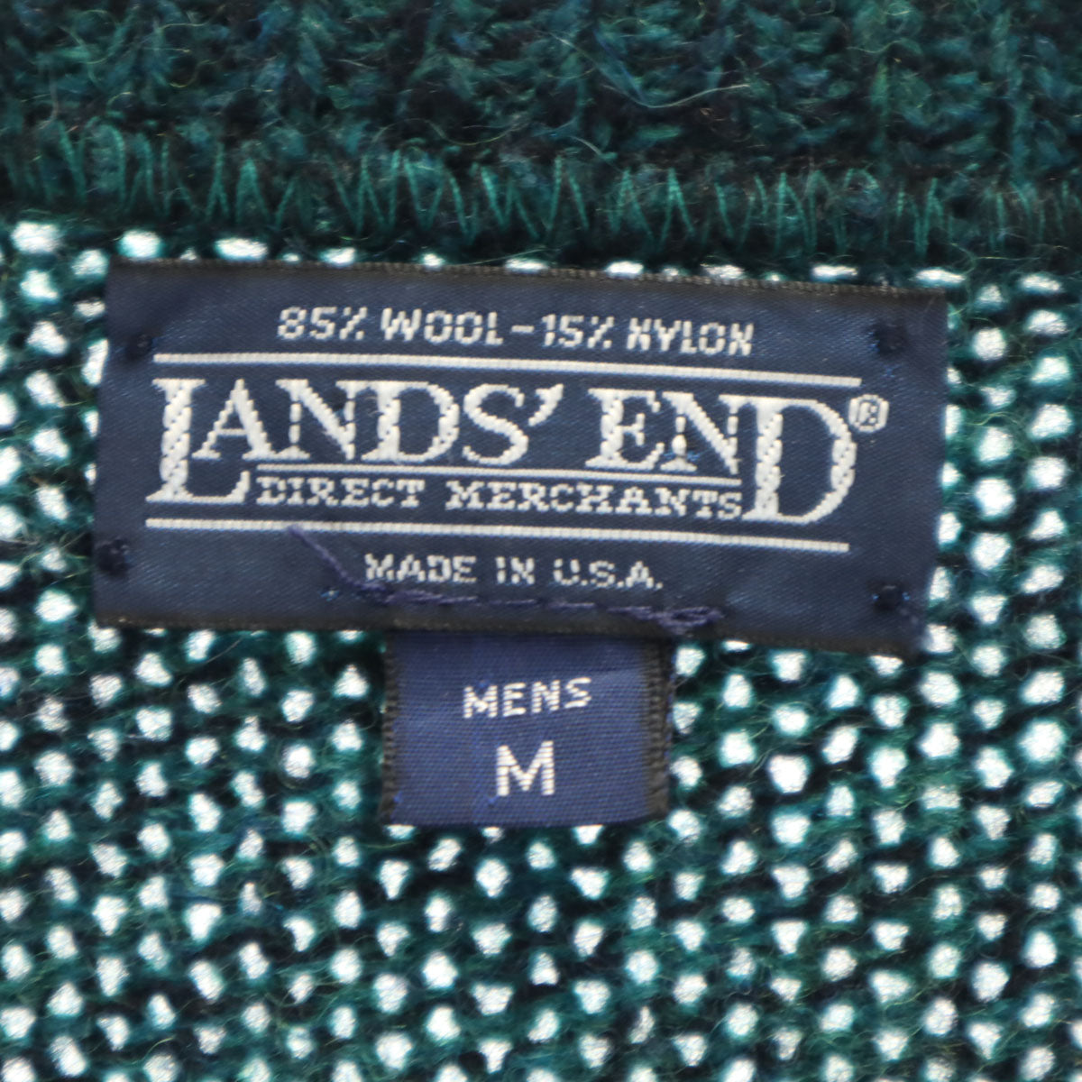 LANDS' END ランズエンド 90s USA製 オールド 長袖 メランジ セーター M グリーン系 ニット メンズ