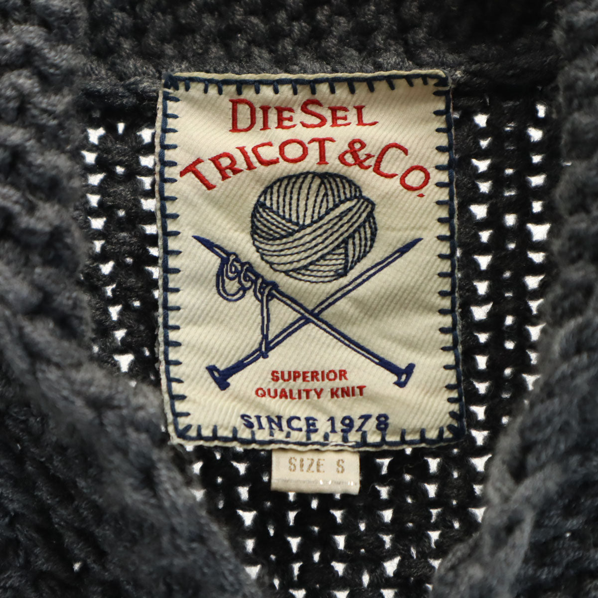 DIESEL ディーゼル 長袖 ショールカラー カウチン ニットカーディガン S グレー メンズ