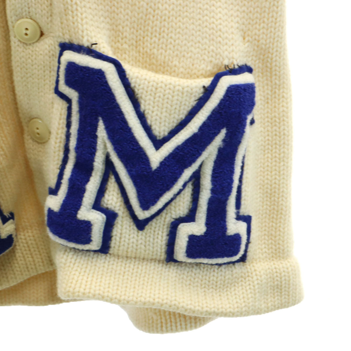 HONOR MADE 50s ヴィンテージ レタード 長袖 Vネック レタード ニットカーディガン 生成り メンズ