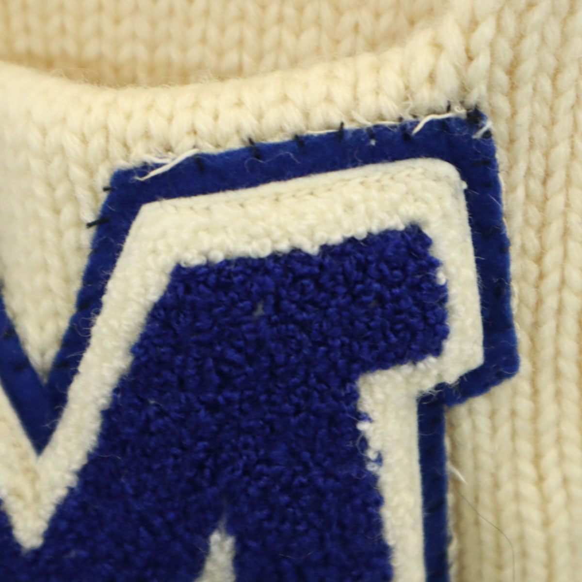 HONOR MADE 50s ヴィンテージ レタード 長袖 Vネック レタード ニットカーディガン 生成り メンズ