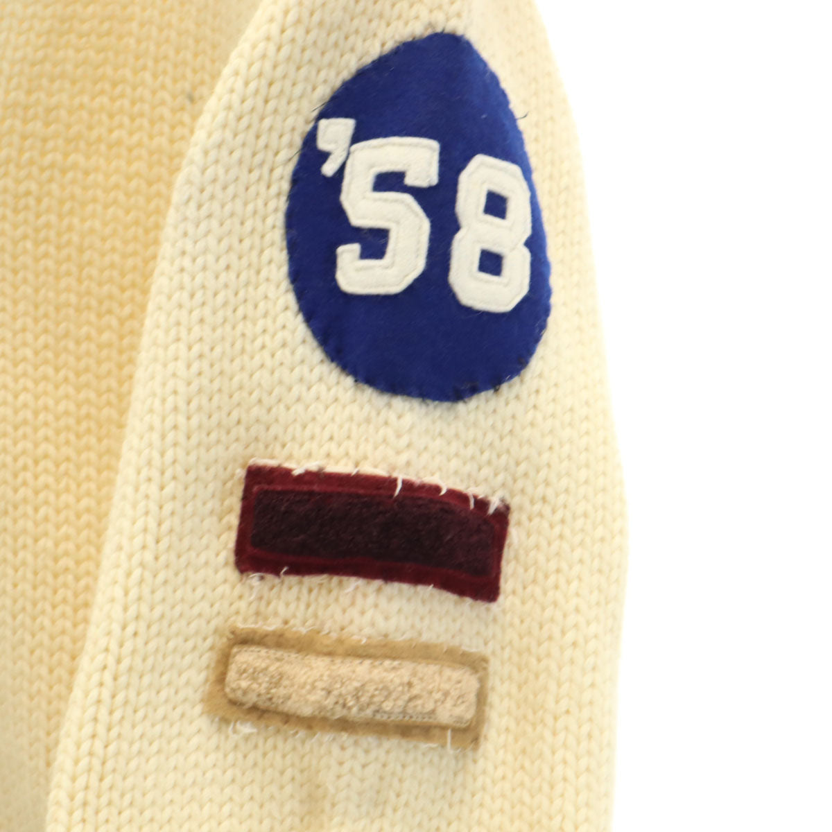 HONOR MADE 50s ヴィンテージ レタード 長袖 Vネック レタード ニットカーディガン 生成り メンズ