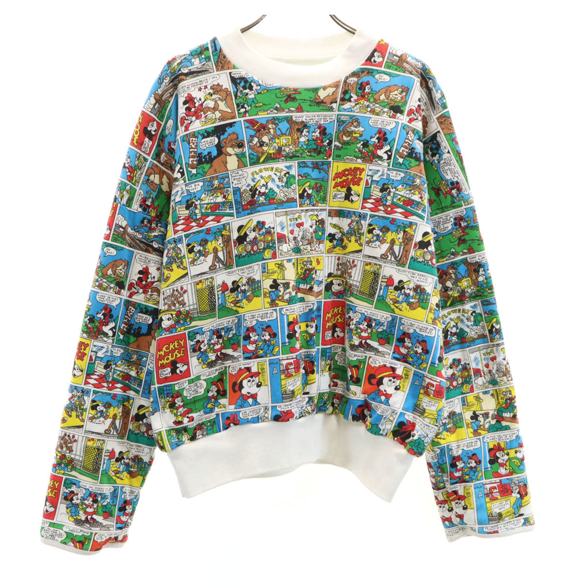 80s 90s オールド ミッキーマウス 長袖 リバーシブル トレーナー ホワイト 中綿 レディース