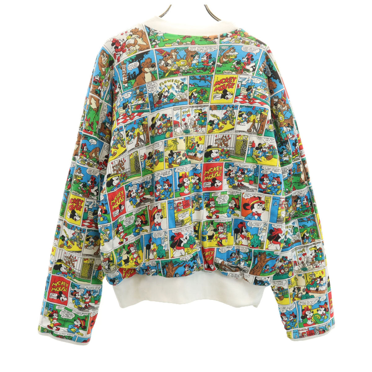 80s 90s オールド ミッキーマウス 長袖 リバーシブル トレーナー ホワイト 中綿 レディース
