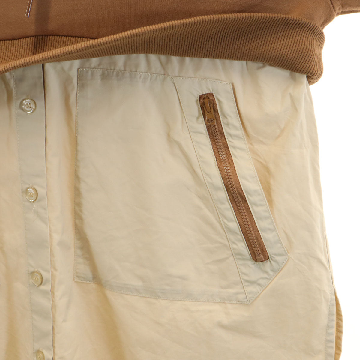 UGG アグ 長袖 ドッキング フーディー シャツ M ブラウン レディース