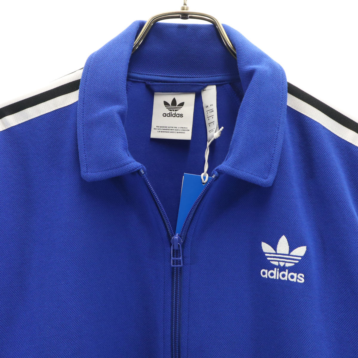 未使用 adidas アディダス トレフォイルロゴ刺繍 トラックジャケット L ブルー系 ジャージ メンズ