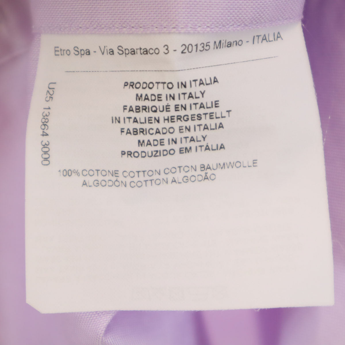 ETRO エトロ イタリア製 長袖 ボタンダウンシャツ 41 ライトパープル メンズ