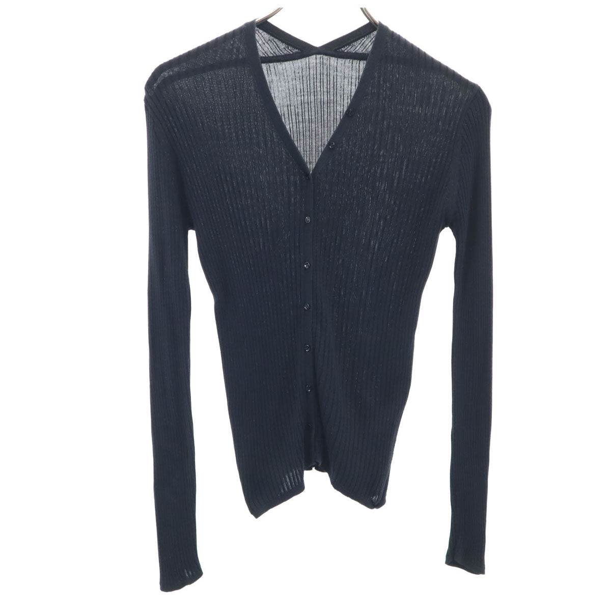 ROPE' ロペ シルク 長袖 リブ ニットカーディガン 38 ブラック メンズ
