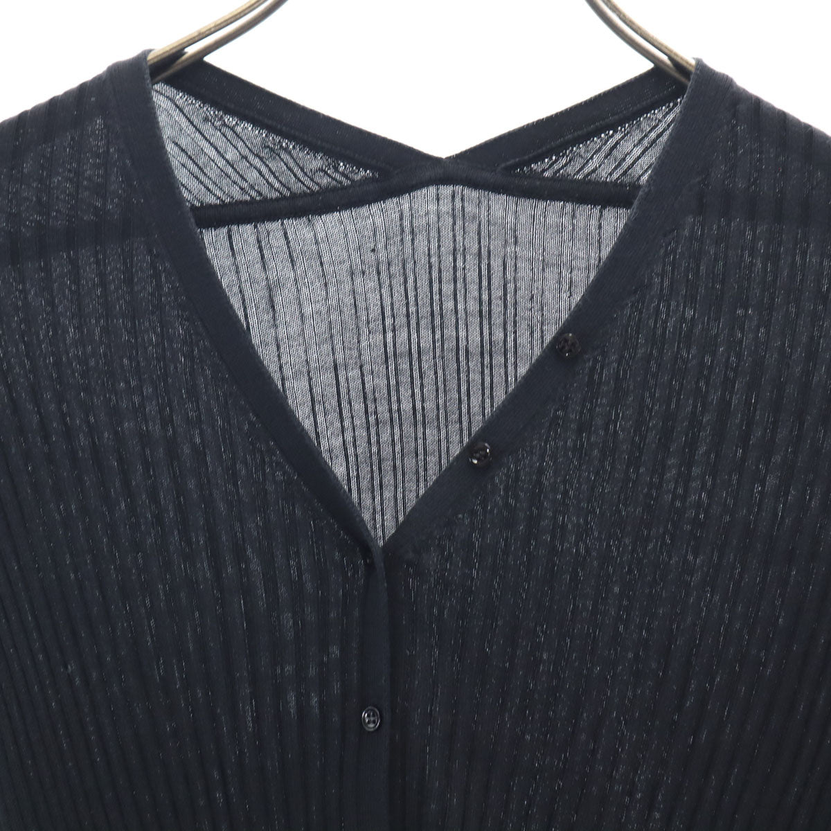 ROPE' ロペ シルク 長袖 リブ ニットカーディガン 38 ブラック メンズ