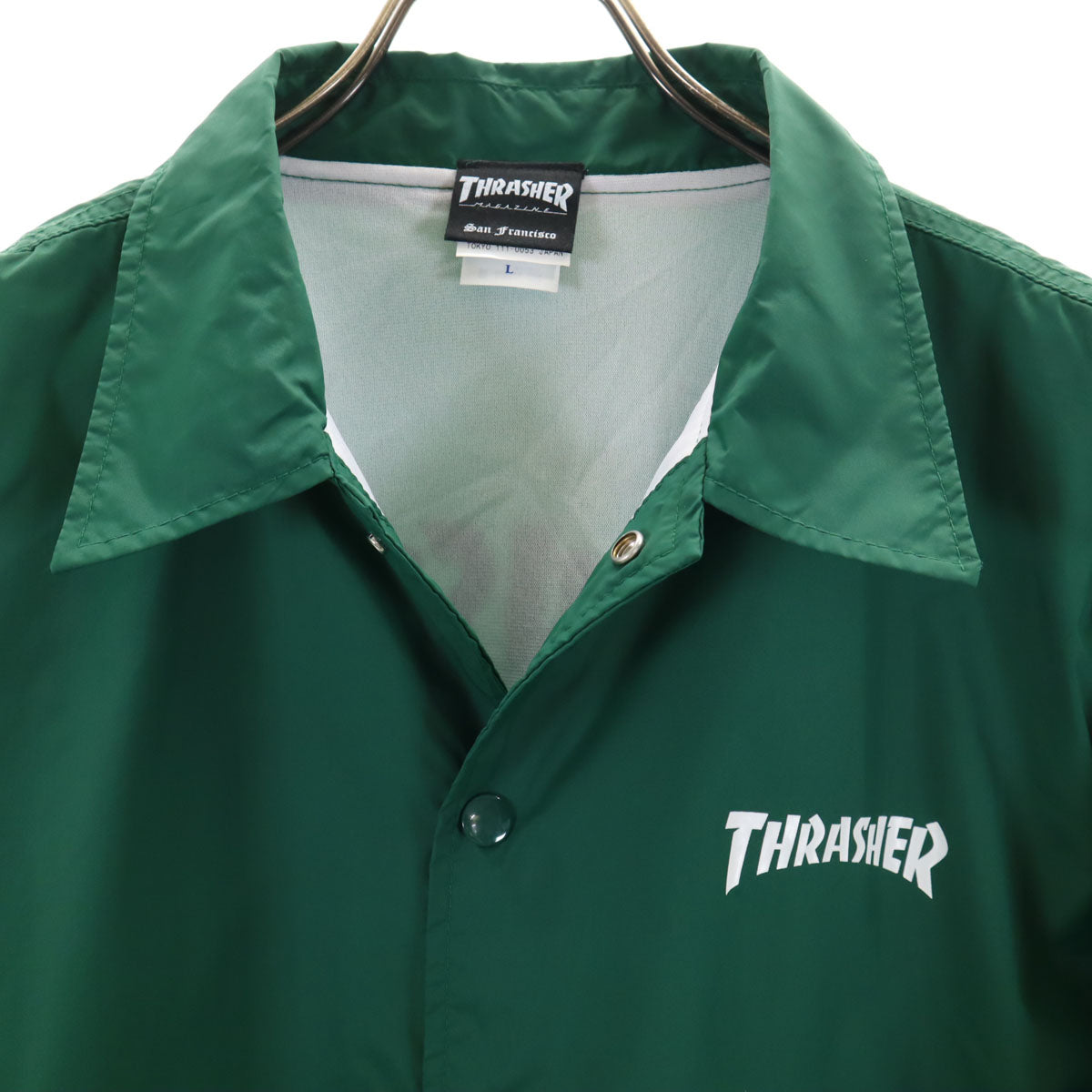 THRASHER スラッシャー バックロゴ コーチジャケット L グリーン メンズ
